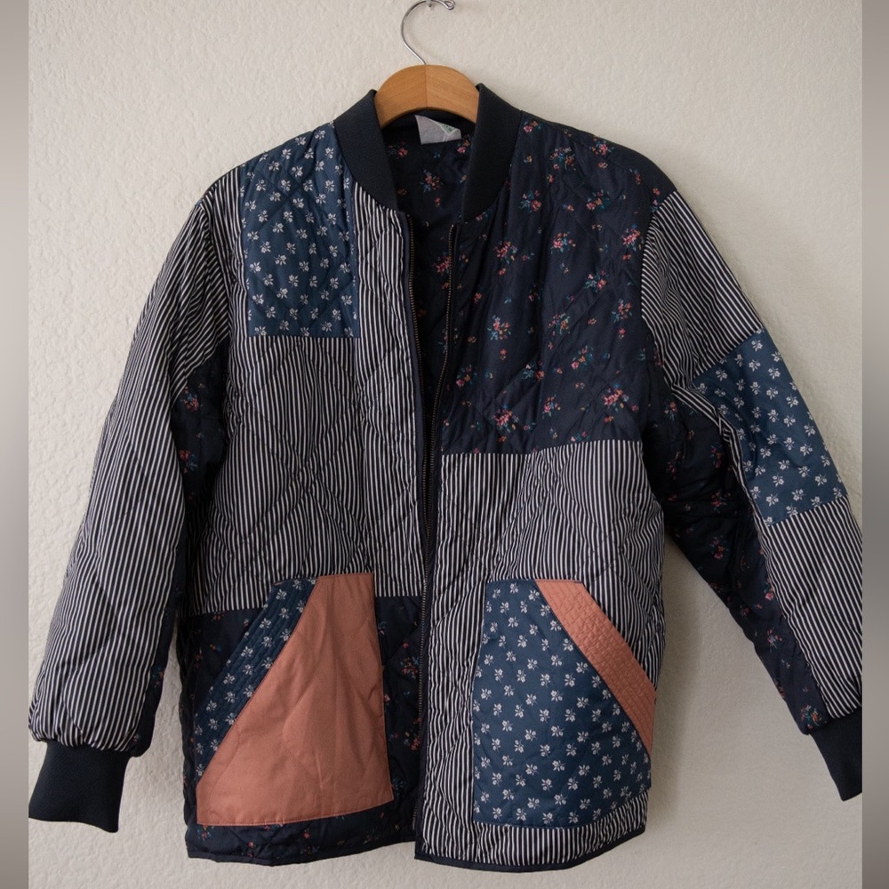 The Great + Eddie Bauer The Reversible Patchwork Bomber Jacket.